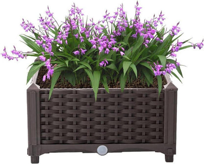Blumenkübel Rattanoptik mit Rankgitter Hochbeet Selbstbewässerung