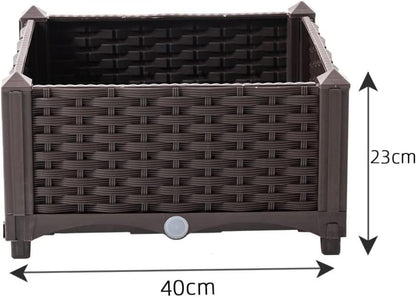 Blumenkübel Rattan Optik mit Rankgitter Hochbeet