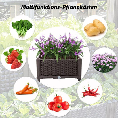 Blumenkübel Rattanoptik mit Rankgitter Hochbeet Selbstbewässerung