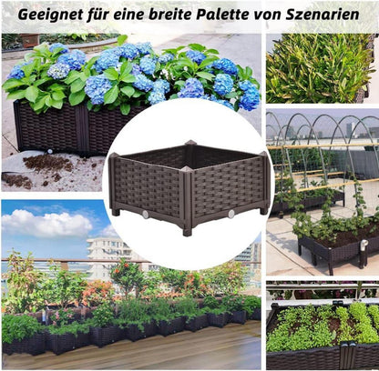 Blumenkübel Rattan Optik mit Rankgitter Selbstbewässerung 40x40x23cm