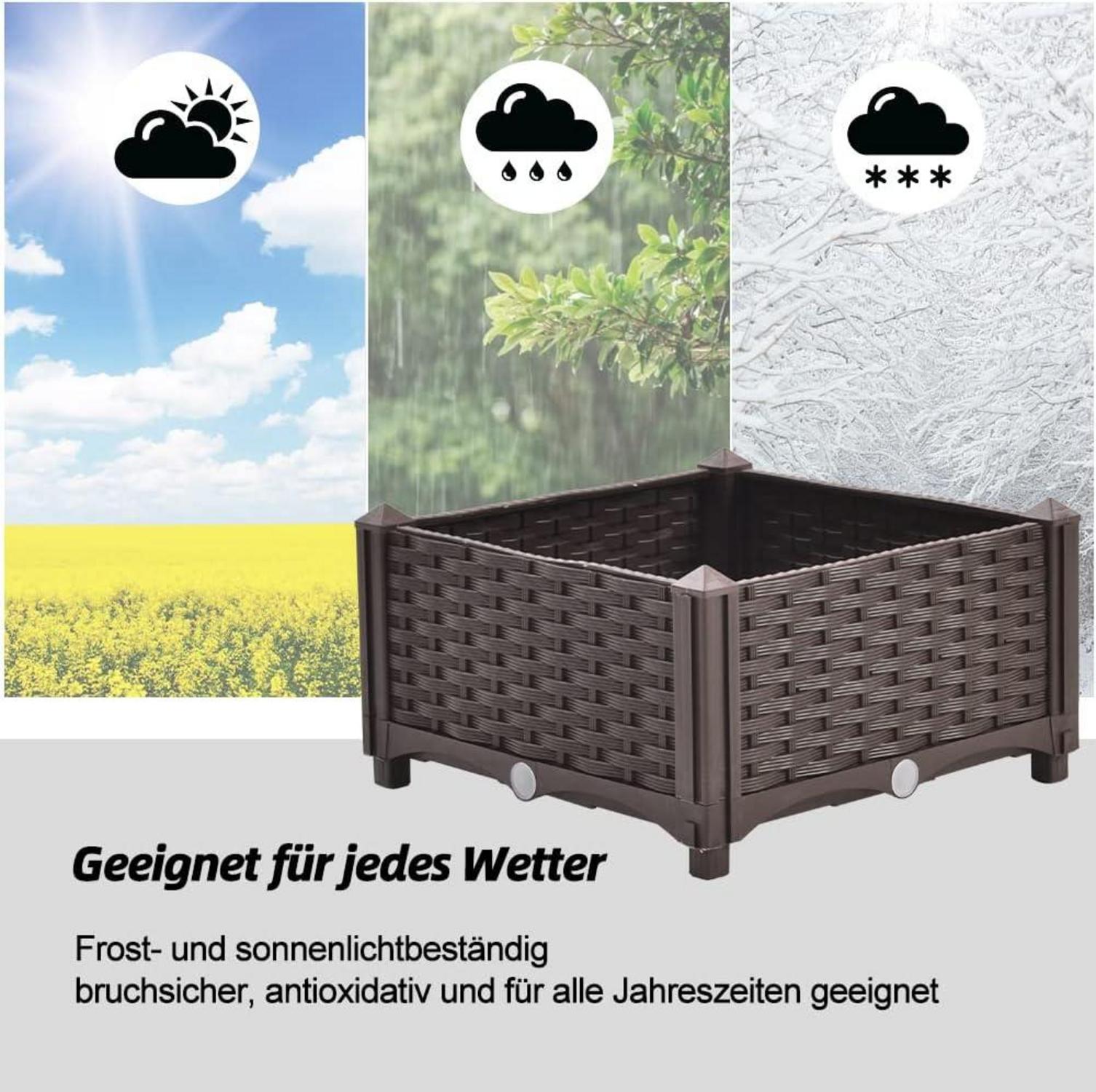 Blumenkübel Rattan Optik mit Rankgitter Selbstbewässerung 40x40x23cm