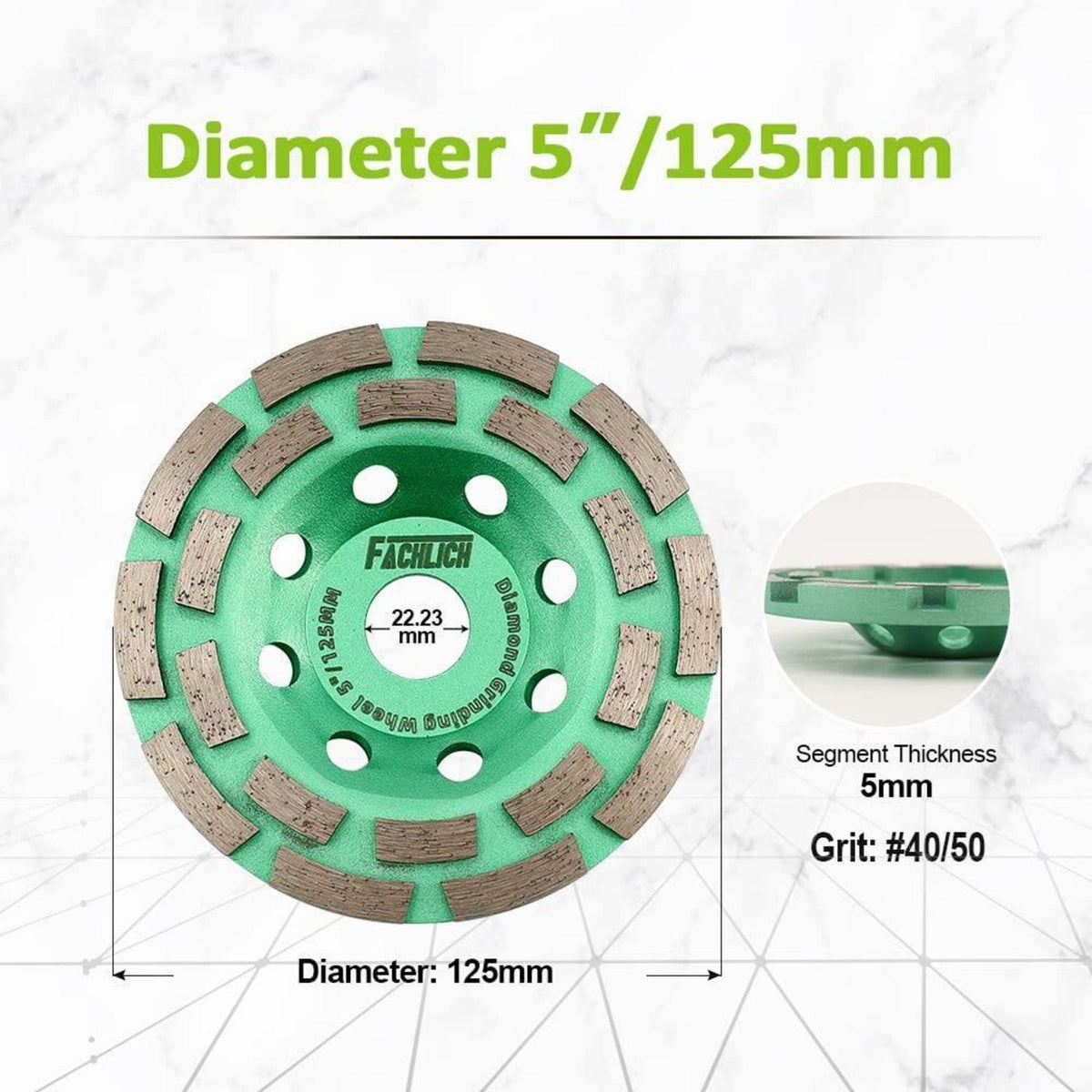 Diamantschleiftopf 125mm Doppelreihe für Beton & Stein