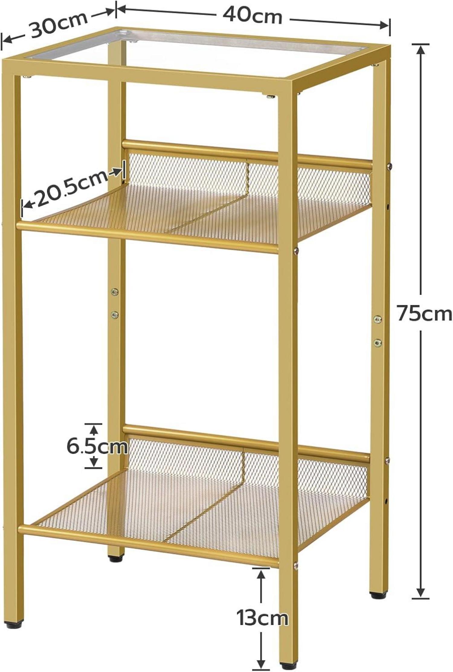 Beistelltisch mit Goldfarbenem gehärtetem Glas - 3-stöckiger