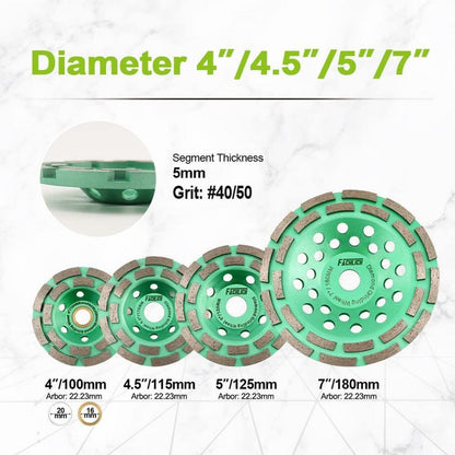 Diamant Schleiftopf Doppelreihe 180mm für Beton & Stein