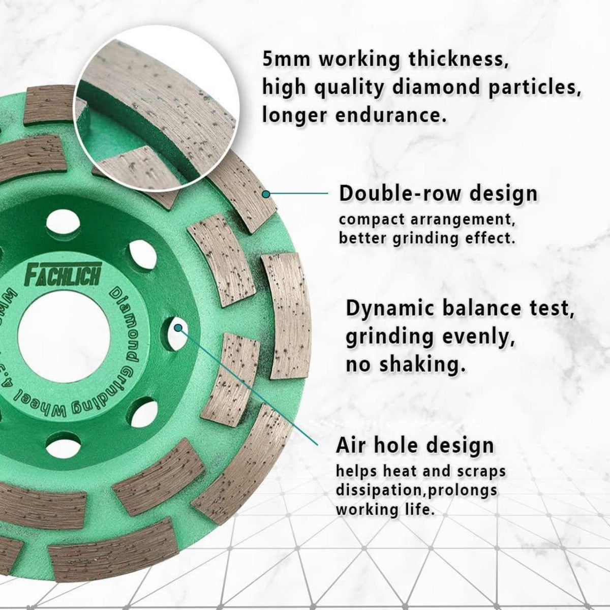 Diamant Schleiftopf Doppelreihe 180mm für Beton & Stein