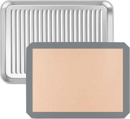 Backblech mit Backmatte Set, Edelstahl Ofenblech Kuchenblech
