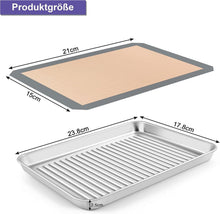 Backblech mit Silikonmatte Set, Edelstahl, 23.8 x 17.8 x