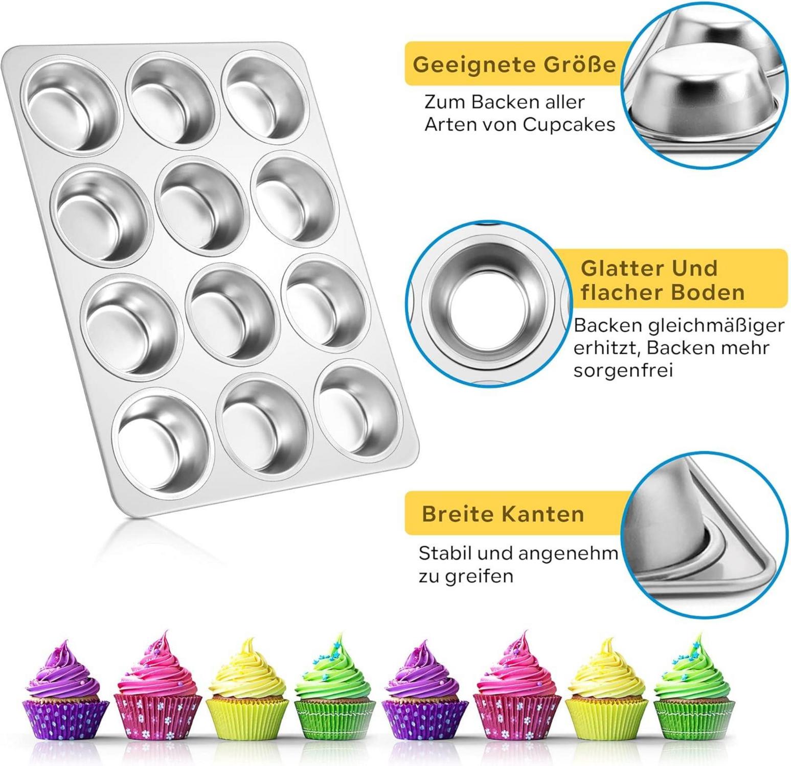 Muffinform Edelstahl 12 Muffins 35x27cm Cupcakes Brownies Kuchen