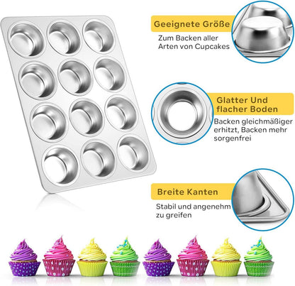 Muffinform Edelstahl 12 Muffins 35x27cm Cupcakes Brownies Kuchen