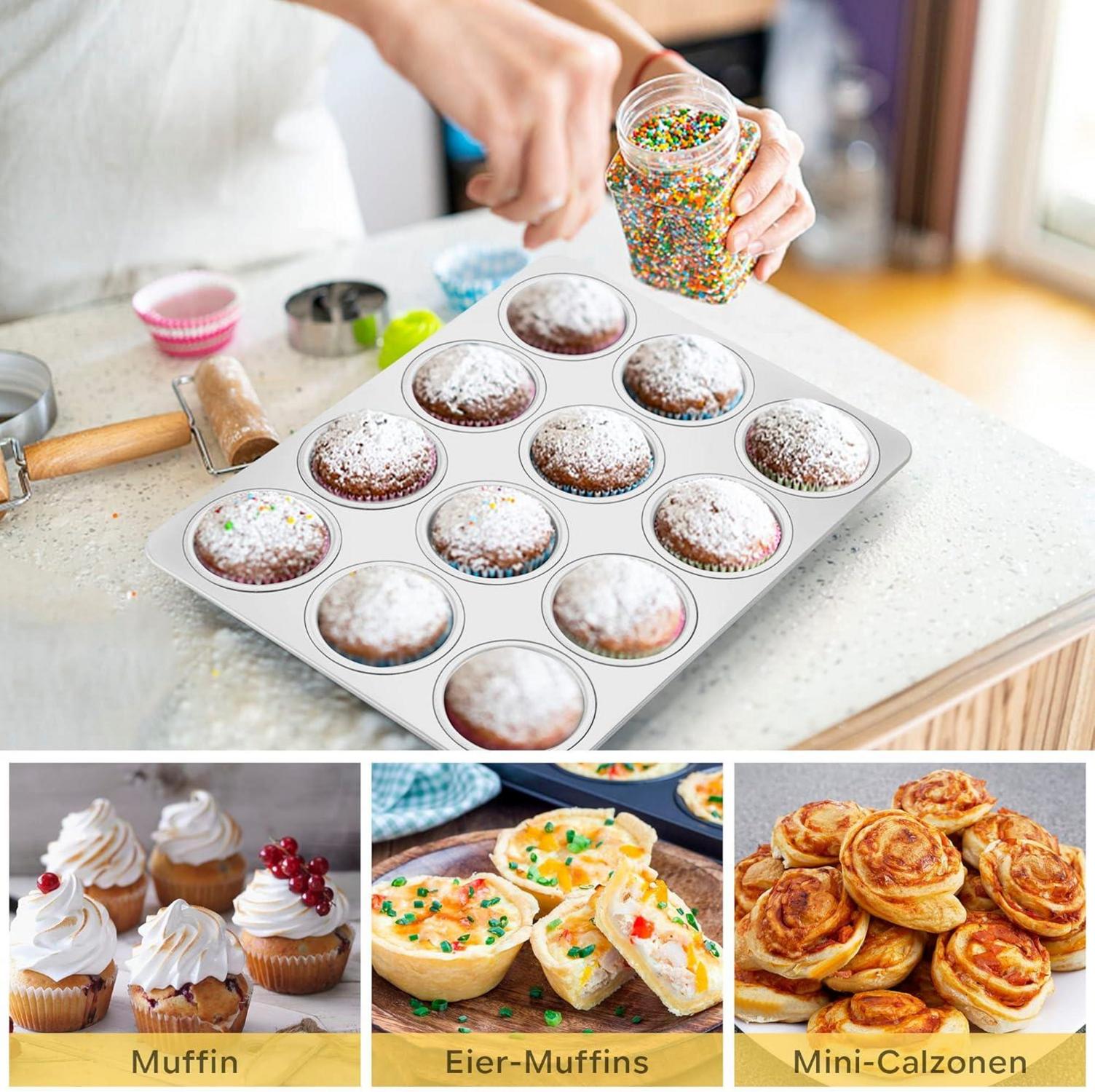Muffinform Edelstahl für 12 Muffins Cupcakes Brownies 35 x 27cm