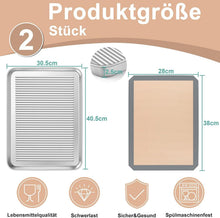 Edelstahl Backblech Set mit Silikonmatte, 40.5x30.5x2.5cm