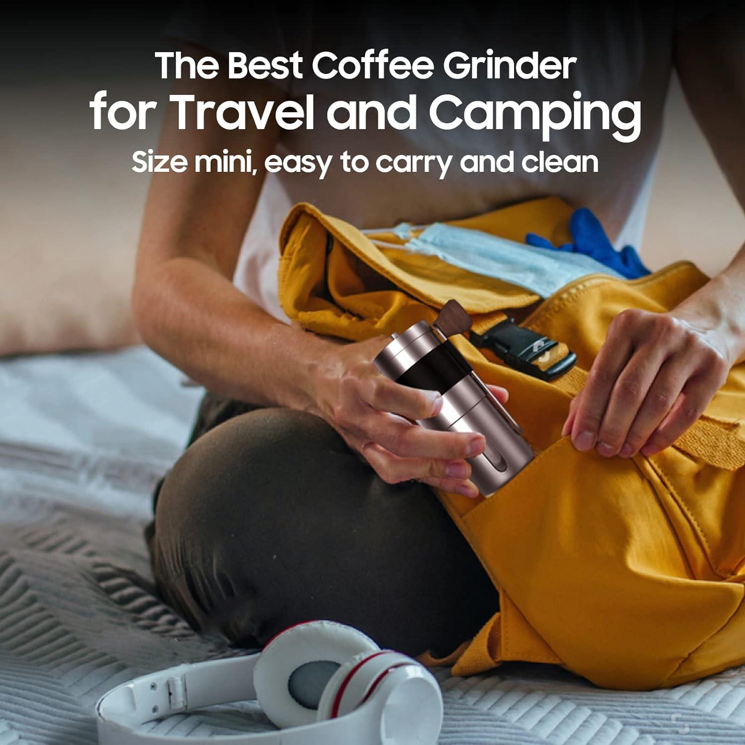 Manuelle Kaffeemühle mit Keramikmahlwerk und Edelstahl, Reisen