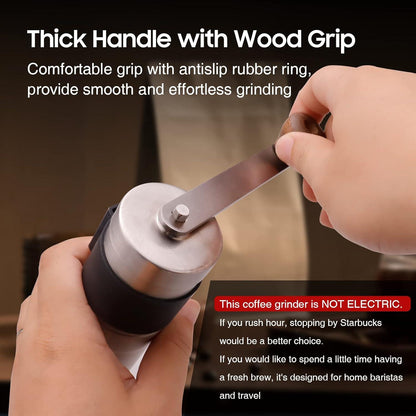 Manuelle Kaffeemühle mit Keramikmahlwerk und Edelstahl, ideal für