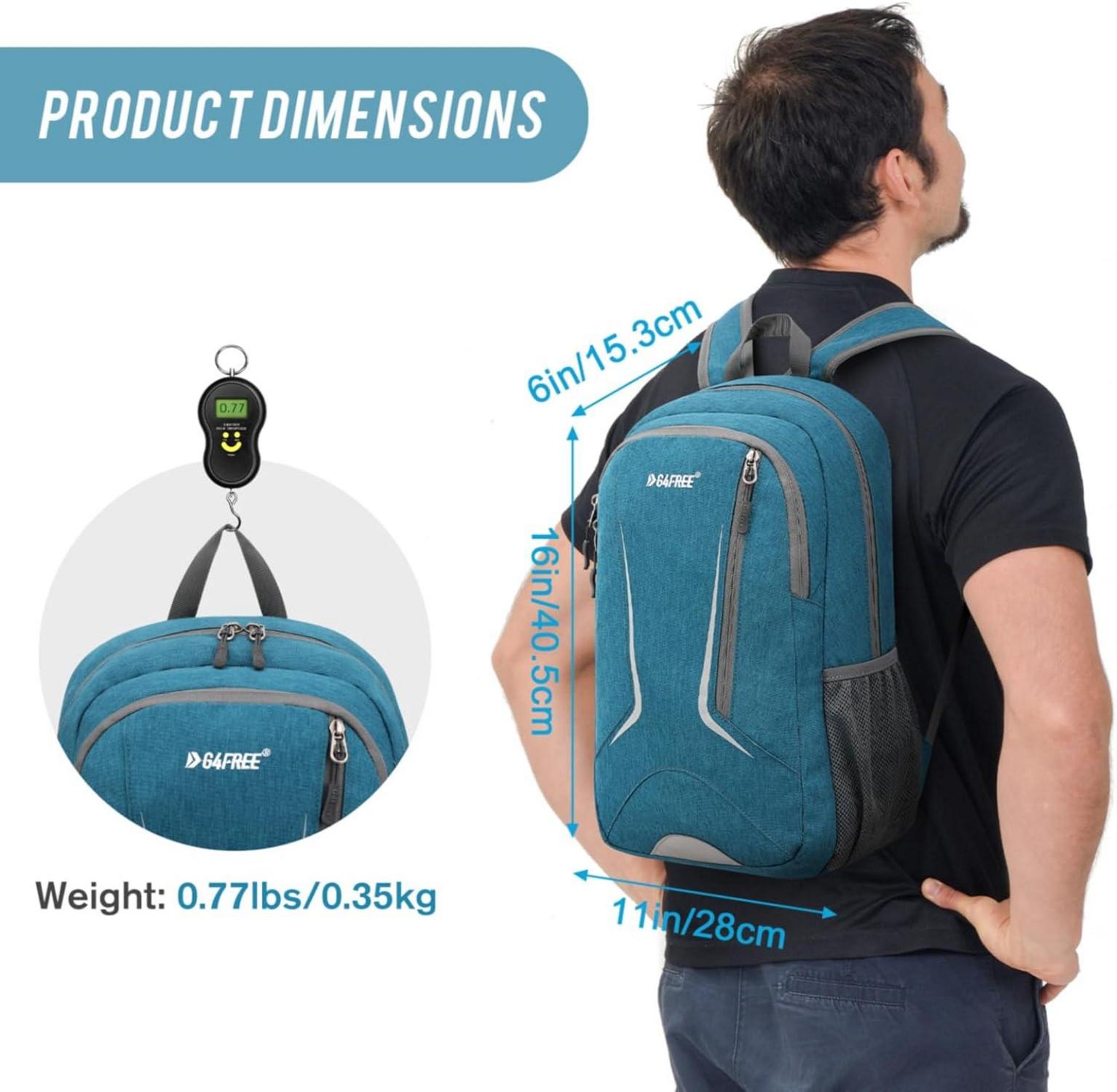 Ultraleichter Mini Rucksack Wanderrucksack Damen 16L Blau