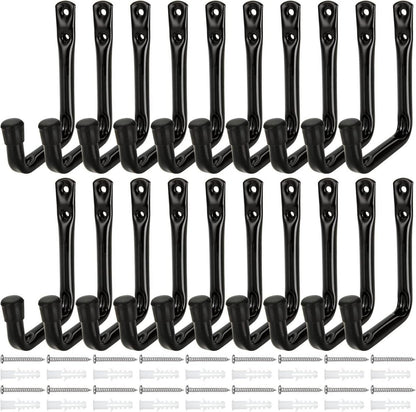 20er Set robuste Wandhaken Schwarz 12cm Schwerlast für Garage & Garten