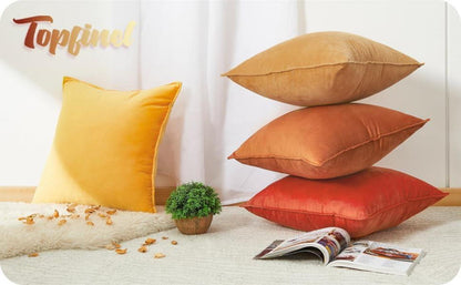 Kissenbezug Samt gelb 45x45 4er Set Herbst Winter deco Sofa Wohnzimmer