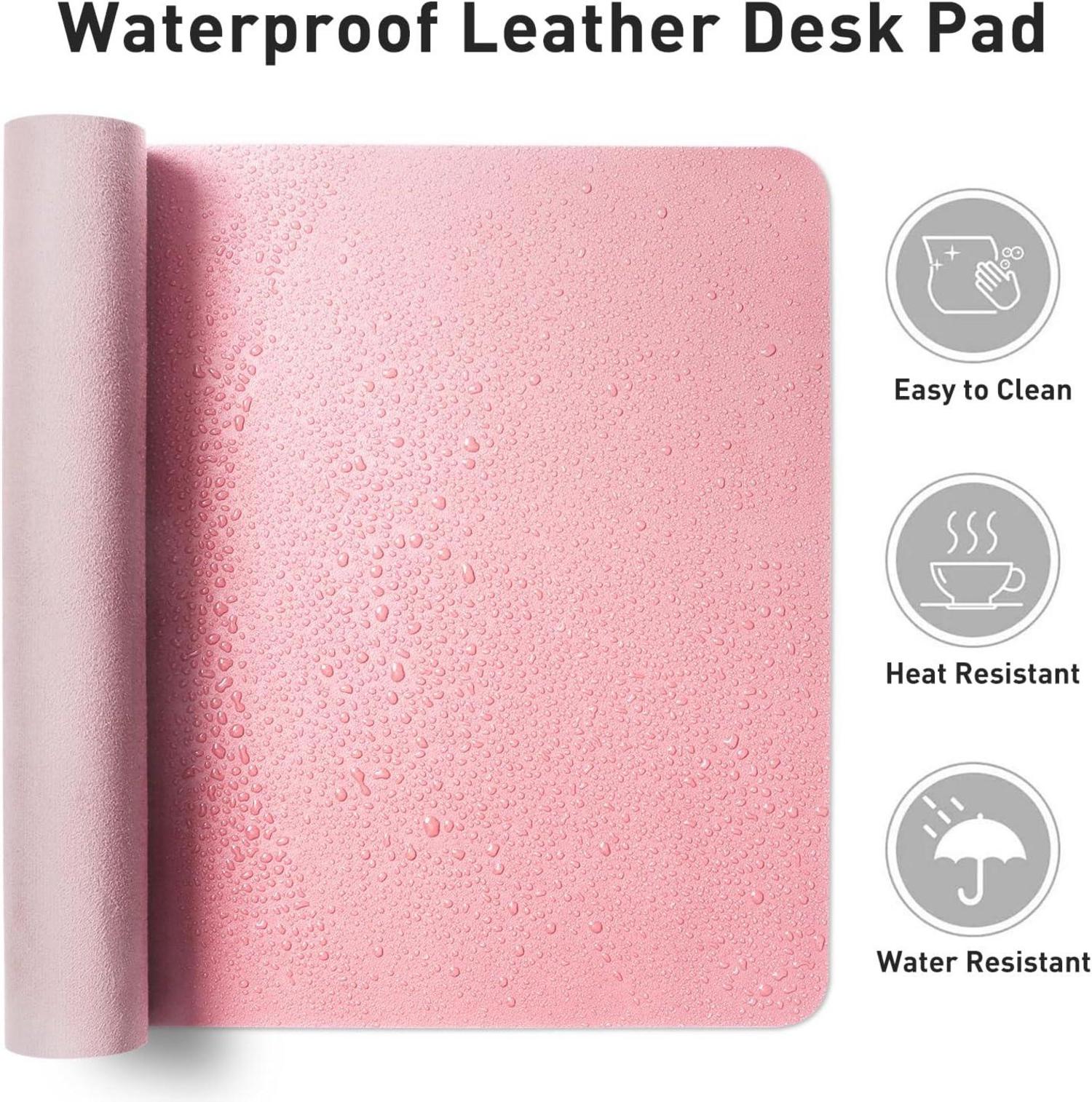 Aothia Schreibtischunterlage Leder Wasserdicht 91x43cm Rosa