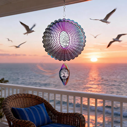 3D Edelstahl Windspiel 25cm Garten Fenster