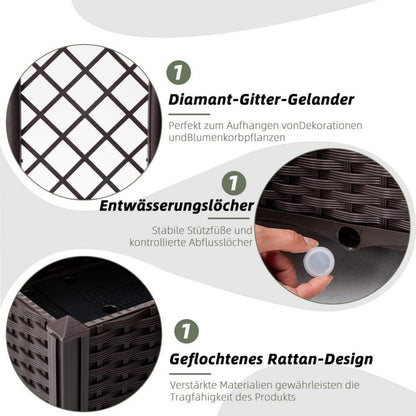 Pflanzkübel Spalier Rattan Kletterpflanzenkasten Selbstbewässerung