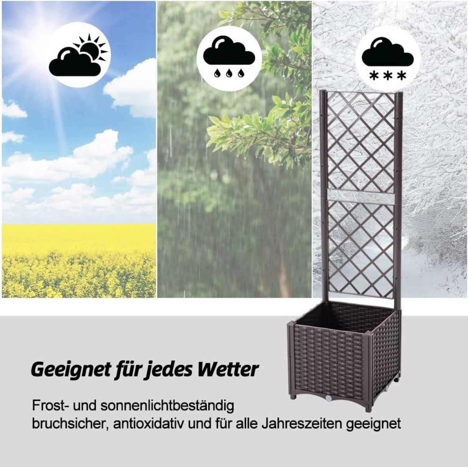 Pflanzkübel Spalier Rattan Kletterpflanzen Hochbeet Selbstbewässerung 40x40cm