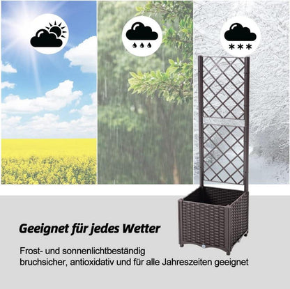 Pflanzkübel Spalier Rattan Kletterpflanzen Hochbeet Selbstbewässerung 40x40cm