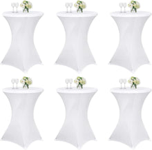 6er Set weiße Spandex Stretch Tischdecken für runde Tische 80cm