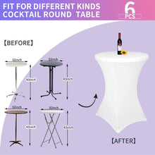 6er Set Weiße Spandex Stretch Tischdecke für runde Tische