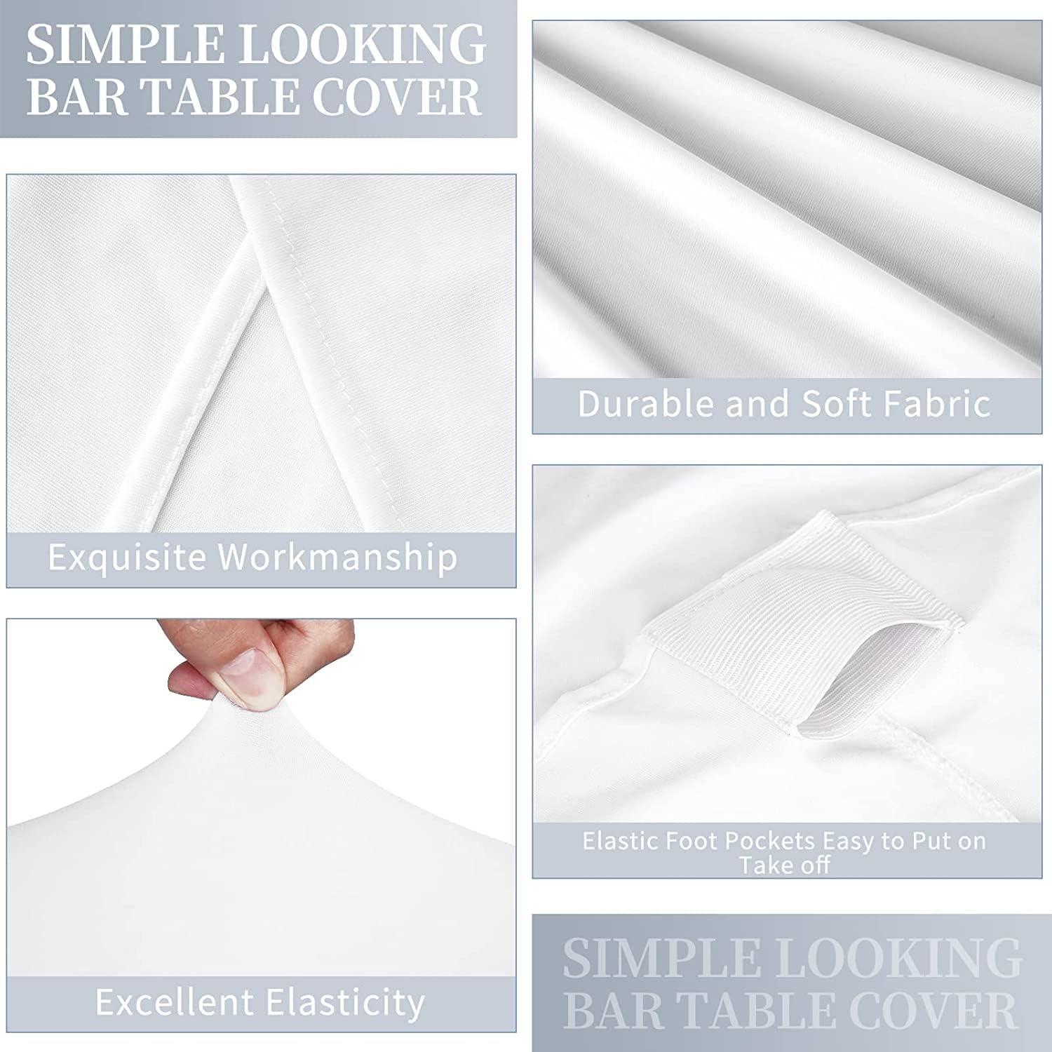 6er Set weiße Spandex Stretch Tischdecken für runde Tische 80cm