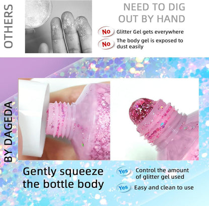 Body Glitter Gel 50ml Mermaid Sequins Chunky Glitter Long-Lasting Kit