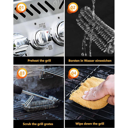 Premium Grillbürste Edelstahl Langergriff reinigungsbürste