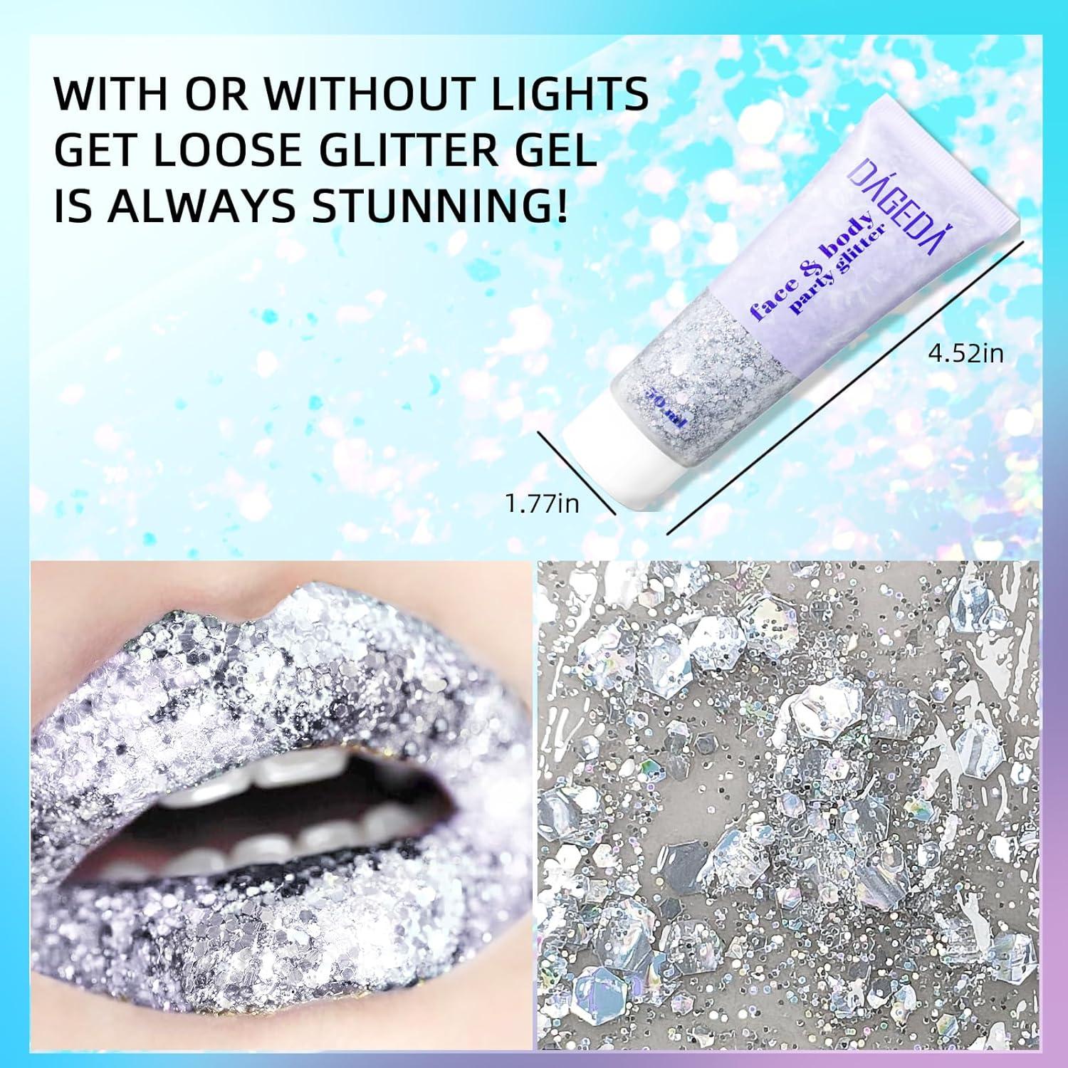 Prreal Mermaid Sequins Chunky Glitter Gel Kit 50ml - Long-Lasting Festival