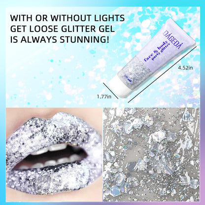 Prreal Mermaid Sequins Chunky Glitter Gel Kit 50ml - Long-Lasting Festival