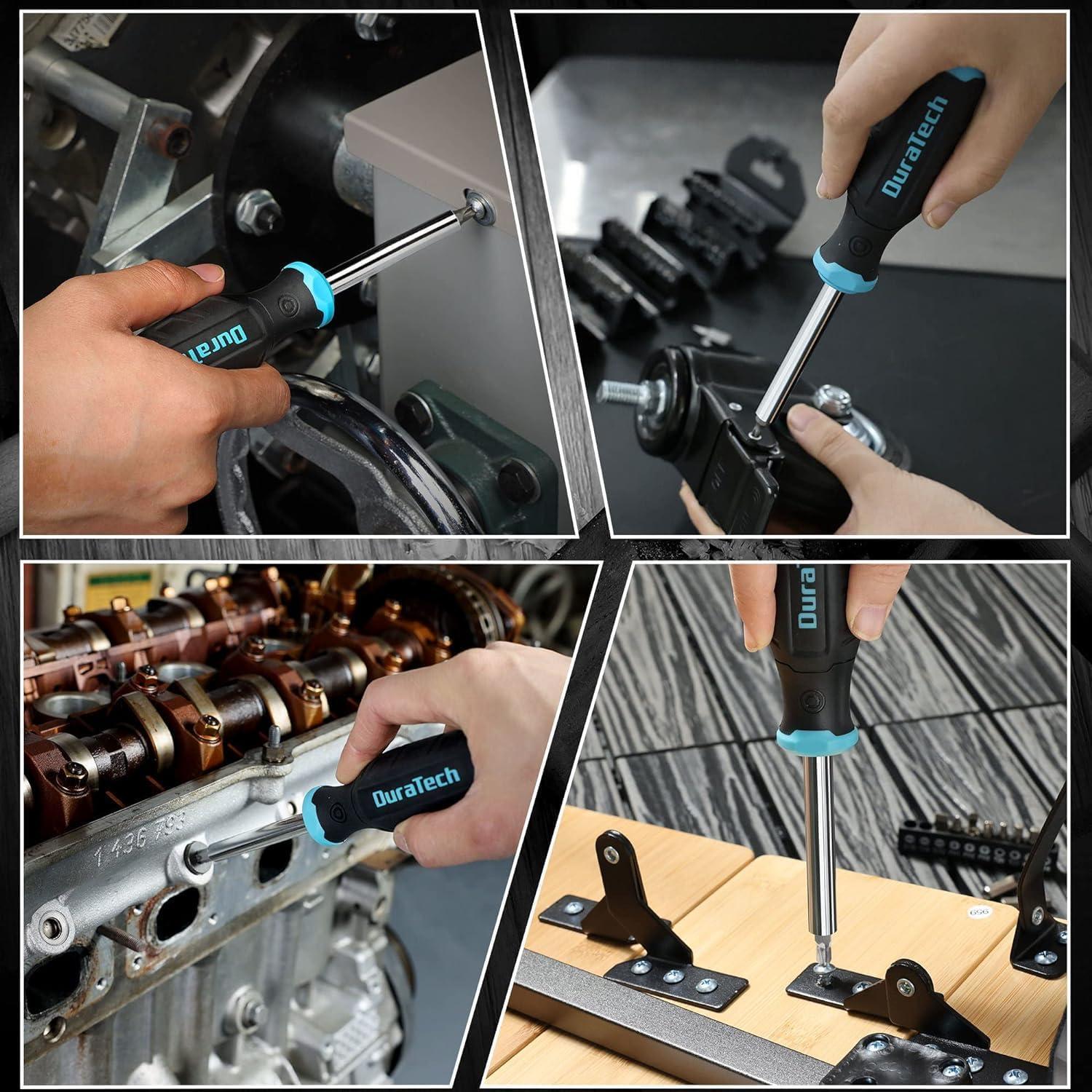 DURATECH Multibit Schraubendreher Set 60-teilig Cr-V Schlitz Kreuzschlitz Torx Sechskant Vierkant Pozidriv