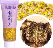 Body Glitter Gel Mermaid Sequins Chunky Liquid Kit 50ml Gold