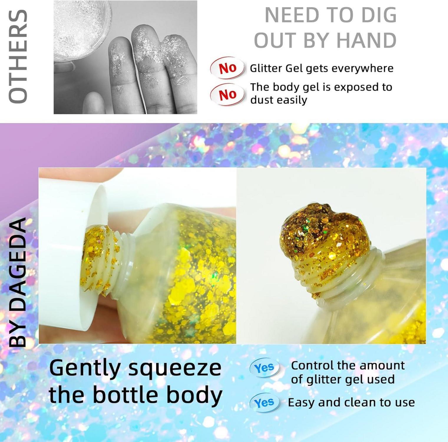 Body Glitter Gel 50ml Mermaid Sequins Chunky Liquid Kit Sparkles