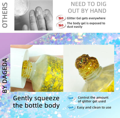 Body Glitter Gel 50ml Mermaid Sequins Chunky Liquid Kit Sparkles