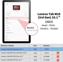 Lenovo Tab M10 3rd Gen Hülle 10.1 Zoll 2022 Schwarz mit