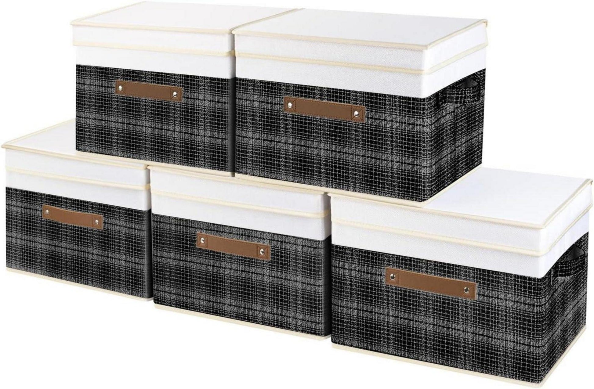 Faltbare Aufbewahrungsboxen mit Deckel Patchwork-Design 5 Stück