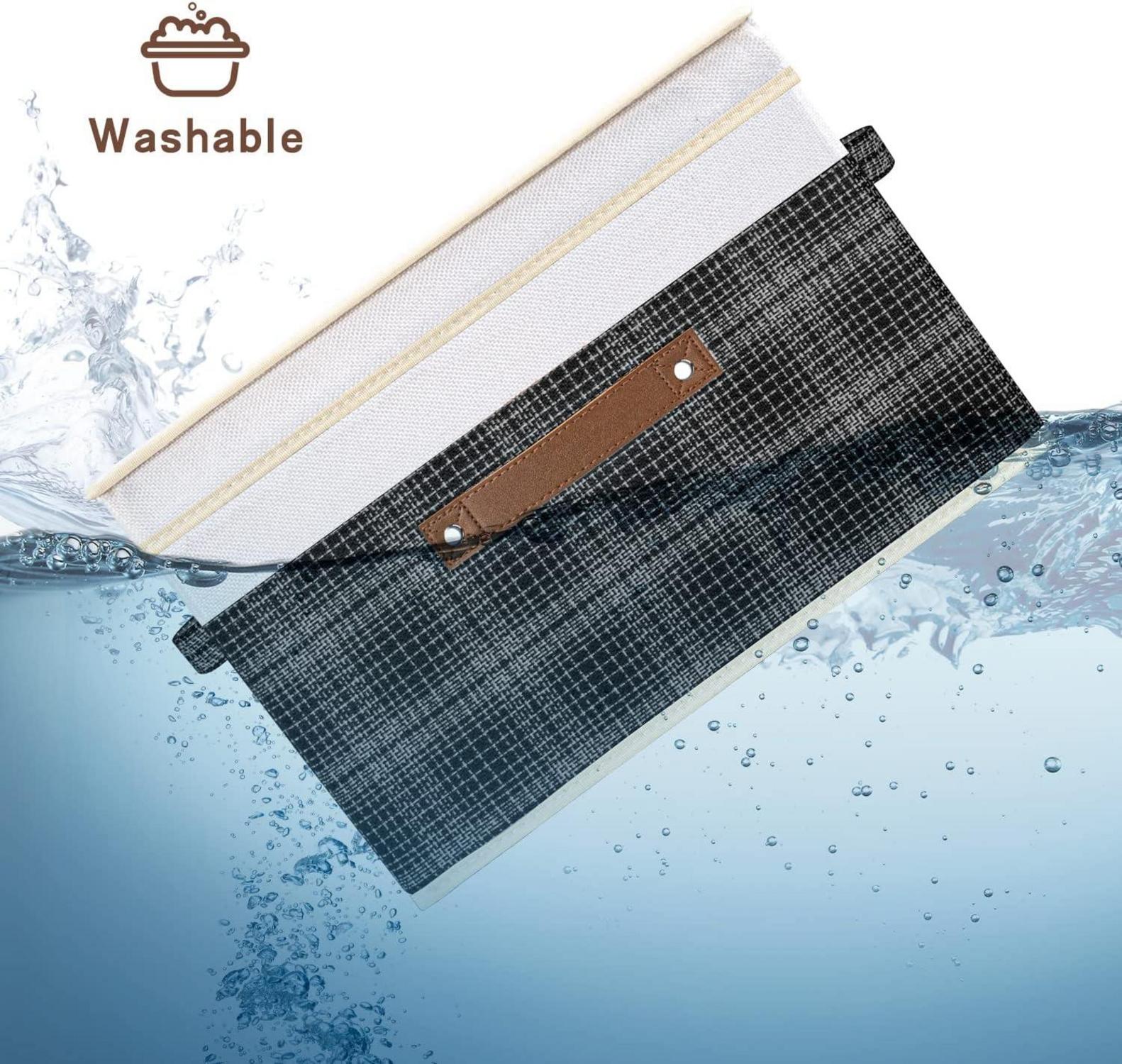 TYEERS Faltbare Aufbewahrungsbox 38x25x25 cm, 5er Set, Schwarz Patchwork-Design