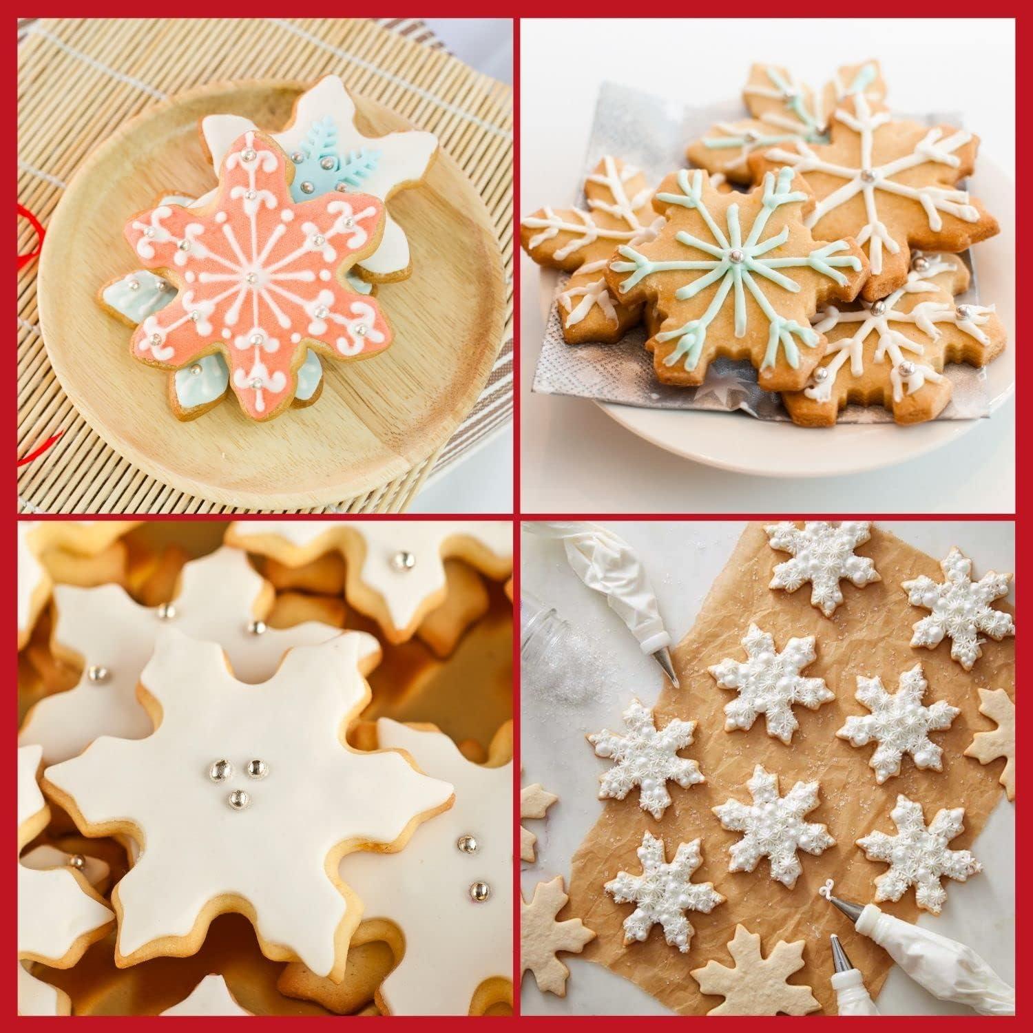 Weihnachts Schneeflocken Ausstecher Set 3-teilig Edelstahl Silikonrand