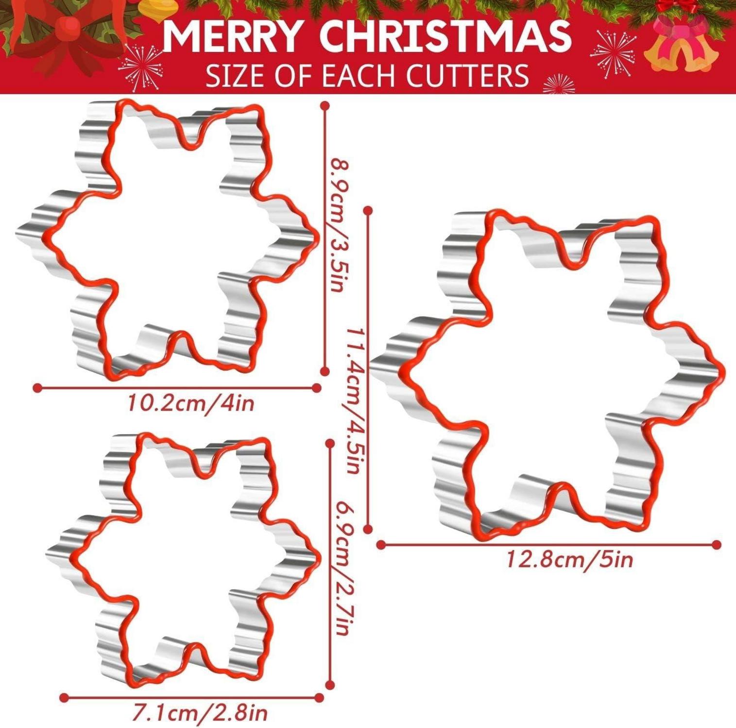 Weihnachts Schneeflocken Ausstecher Set 3-teilig Edelstahl Silikon