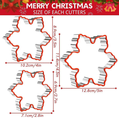 Weihnachts Schneeflocken Ausstecher Set 3-teilig Edelstahl Silikon