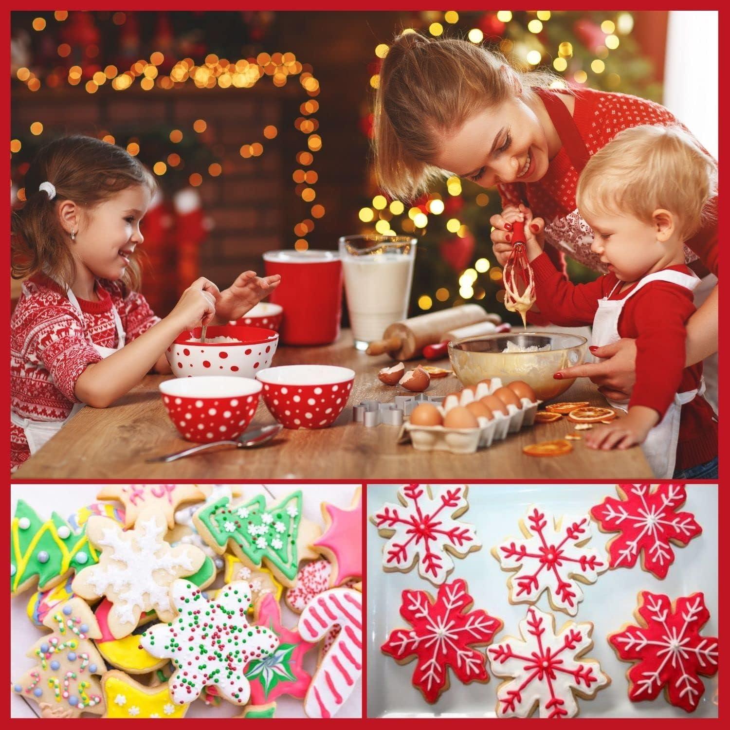 3-teiliges Weihnachts Schneeflocken Ausstecher Set Edelstahl Silikon Kekse