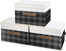 Faltbare Aufbewahrungsbox mit Deckel Schwarz Patchwork Design 38x25x25