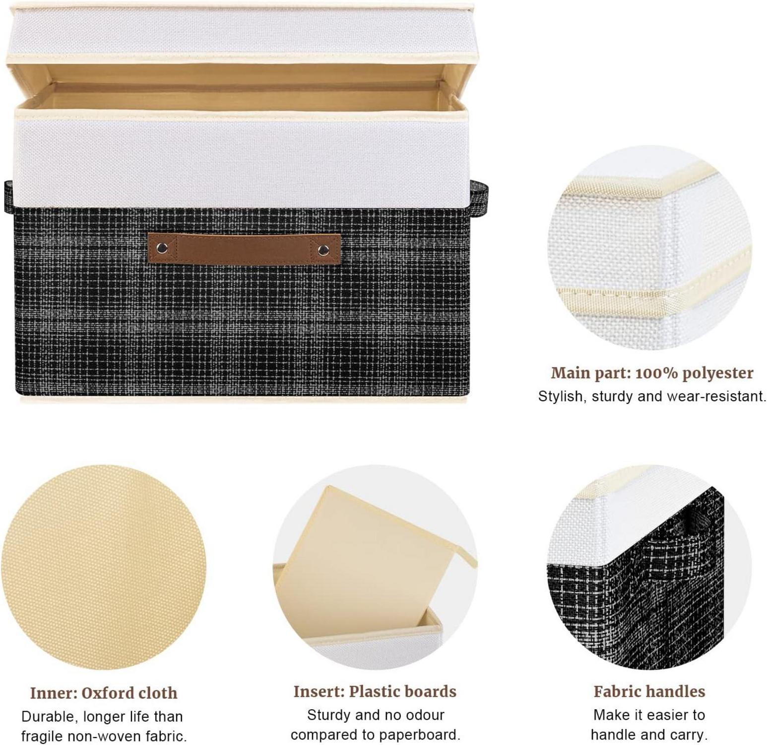 Faltbare Aufbewahrungsbox mit Deckel Schwarz Patchwork Design 38x25x25