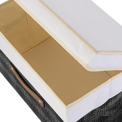 TYEERS Faltbare Stoff Aufbewahrungsbox mit Deckel 38x25x25 cm 3er Set Schwarz