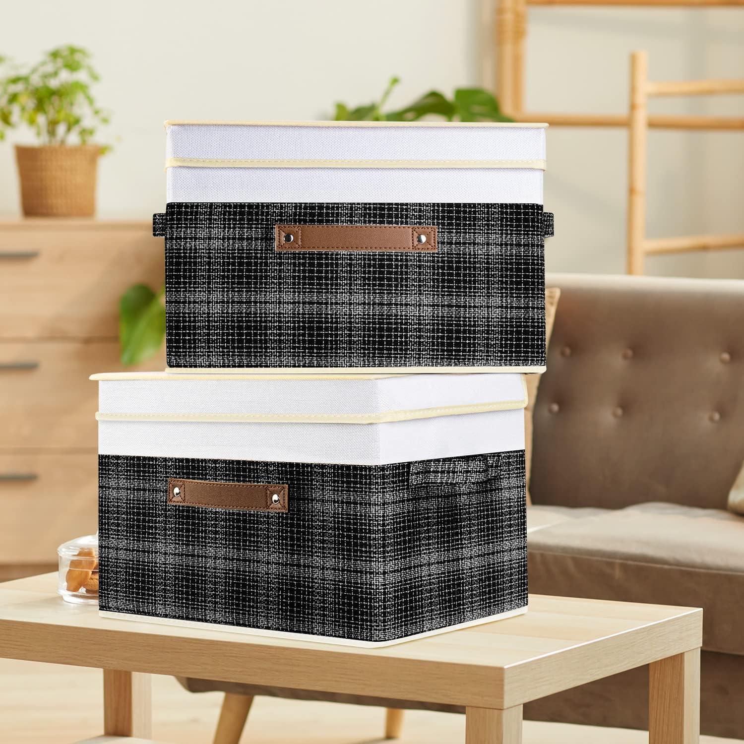 Faltbare Aufbewahrungsbox mit Deckel Patchwork-Design 38x25x25 cm