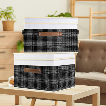 Faltbare Aufbewahrungsbox mit Deckel Patchwork-Design 38x25x25 cm