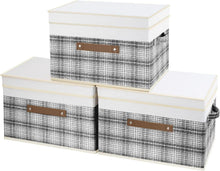 Faltbare Aufbewahrungsboxen mit Deckel Patchwork-Design 3er Set