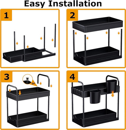 Unter Waschbecken Organizer mit 2 Etagen und Schublade